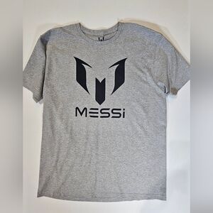 Messi T-shirt Mens Large Grey Black Logo Tee Casual Soccer Enthusiast Athleisure